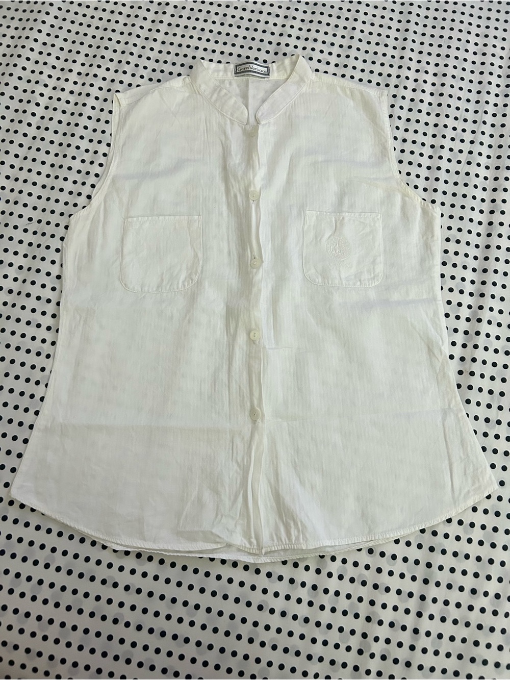 Vintage Gianni Versace linen sleeveless button up top